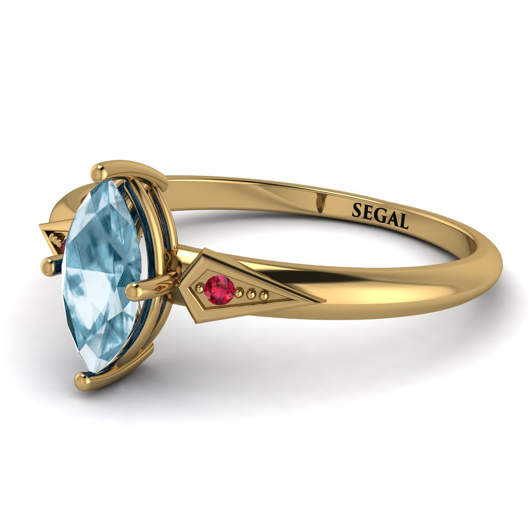 Marquise Aquamarine Geometrical Engagement Ring - Reese No. 410