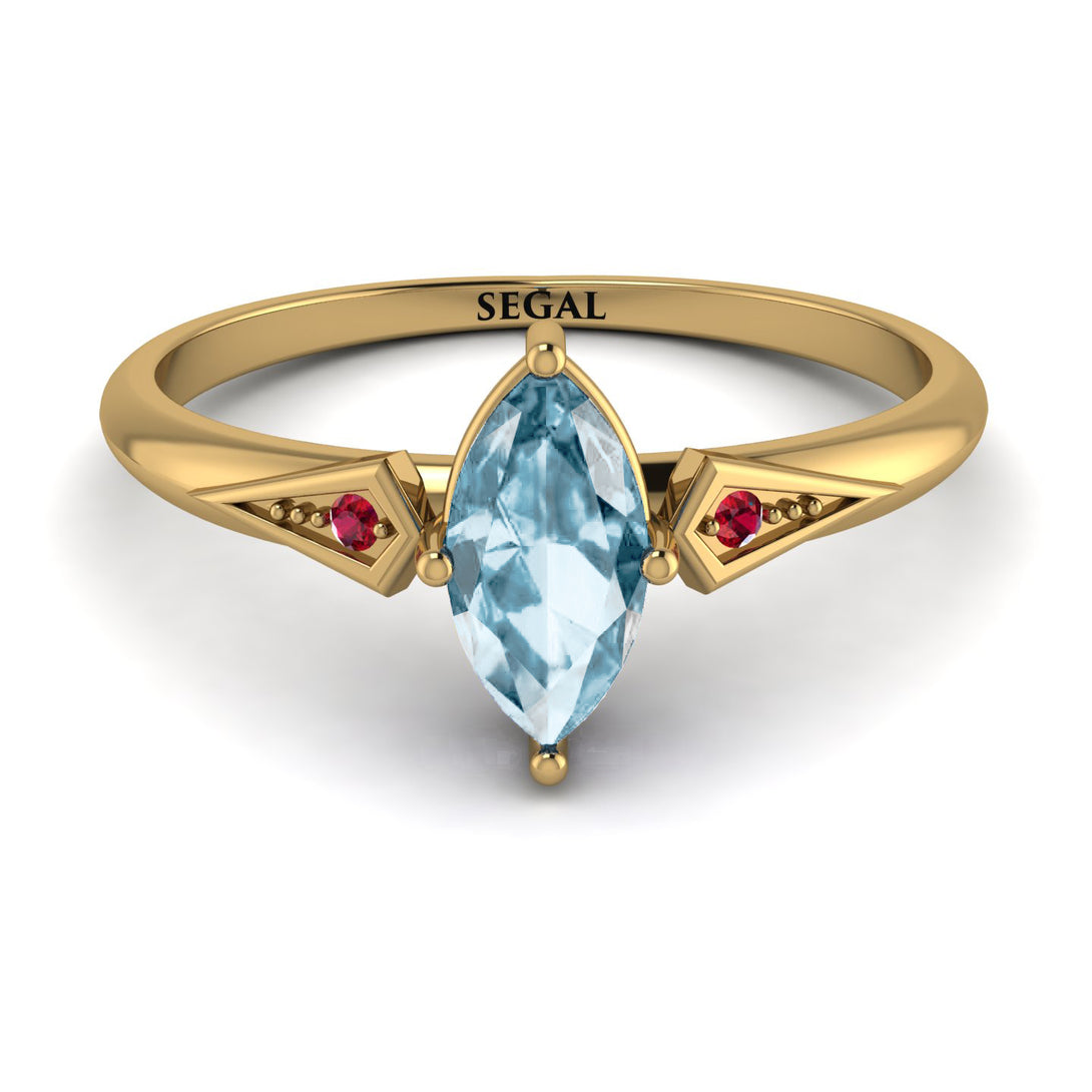 Marquise Aquamarine Geometrical Engagement Ring - Reese No. 410