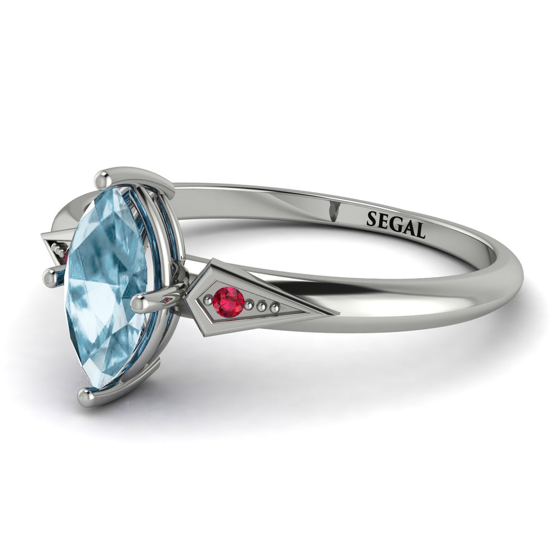 Marquise Aquamarine Geometrical Engagement Ring - Reese No. 412