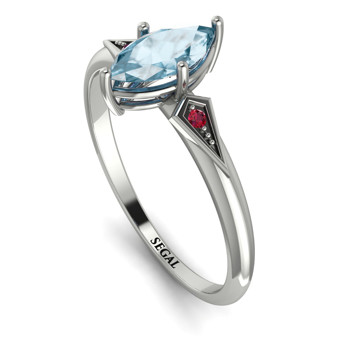 Marquise Aquamarine Geometrical Engagement Ring - Reese No. 412