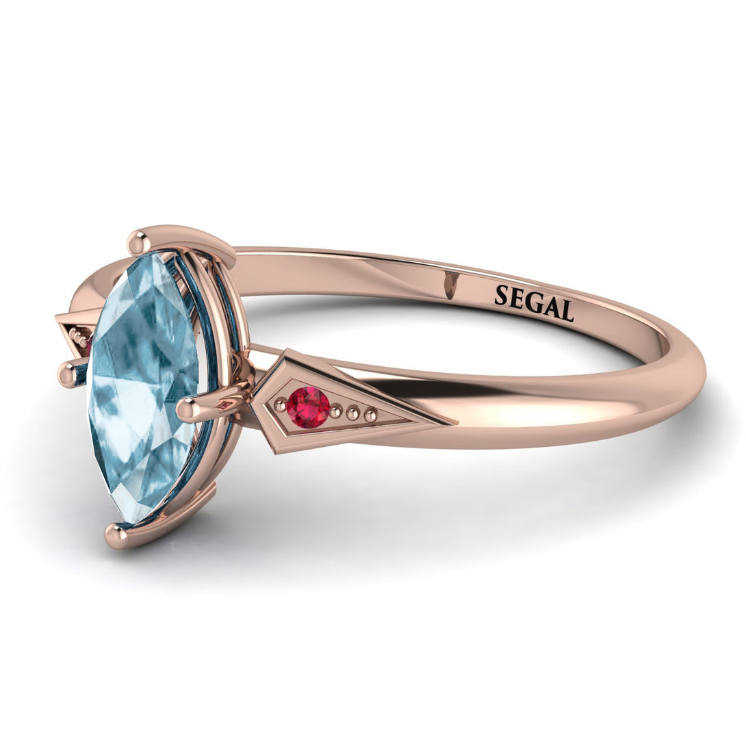 Marquise Aquamarine Geometrical Engagement Ring - Reese No. 411
