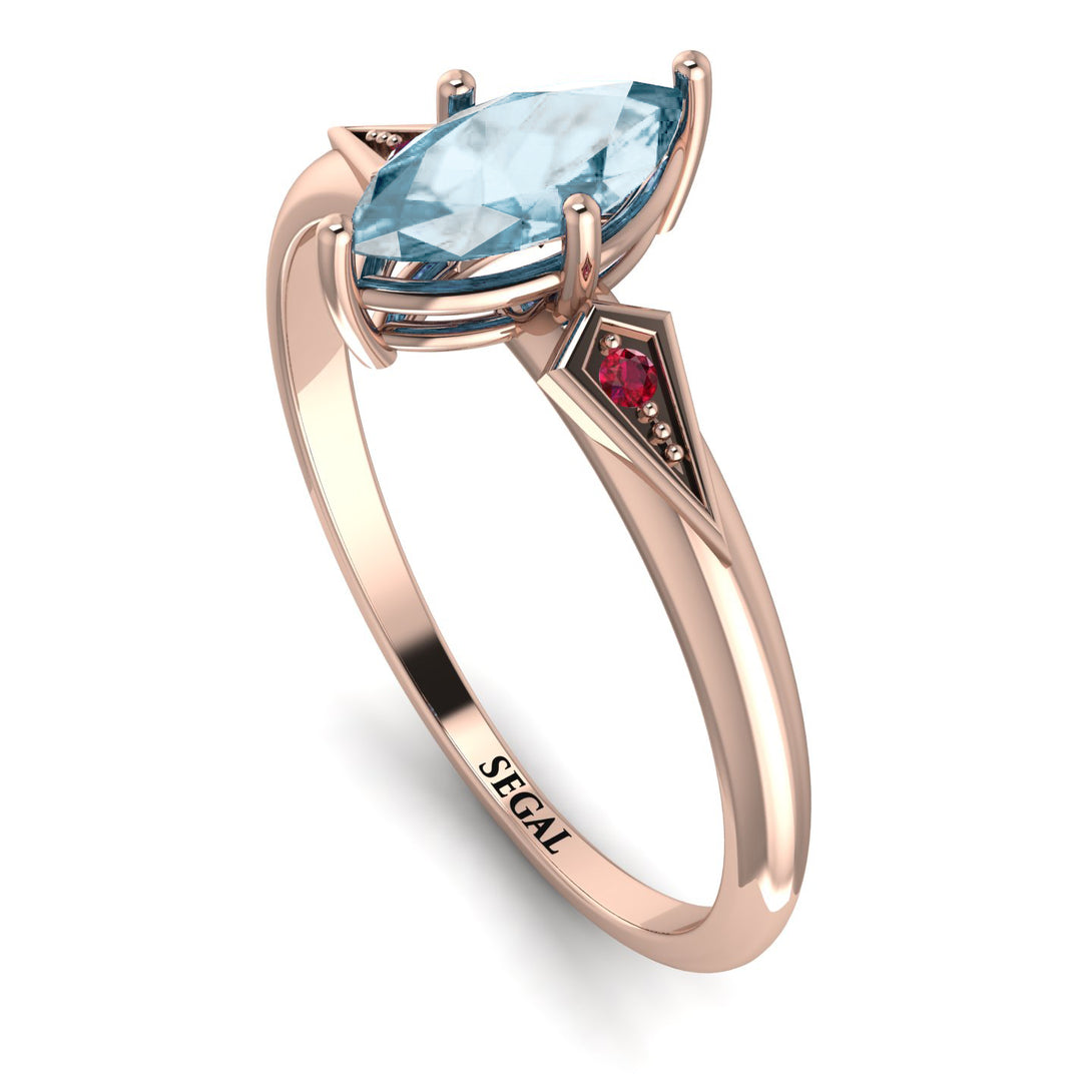 Marquise Aquamarine Geometrical Engagement Ring - Reese No. 411