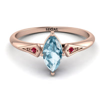 Marquise Aquamarine Geometrical Engagement Ring - Reese No. 411 image 1