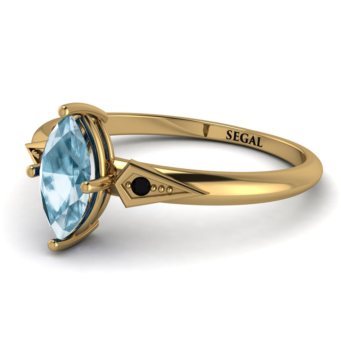 Marquise Aquamarine Geometrical Engagement Ring - Reese No. 407