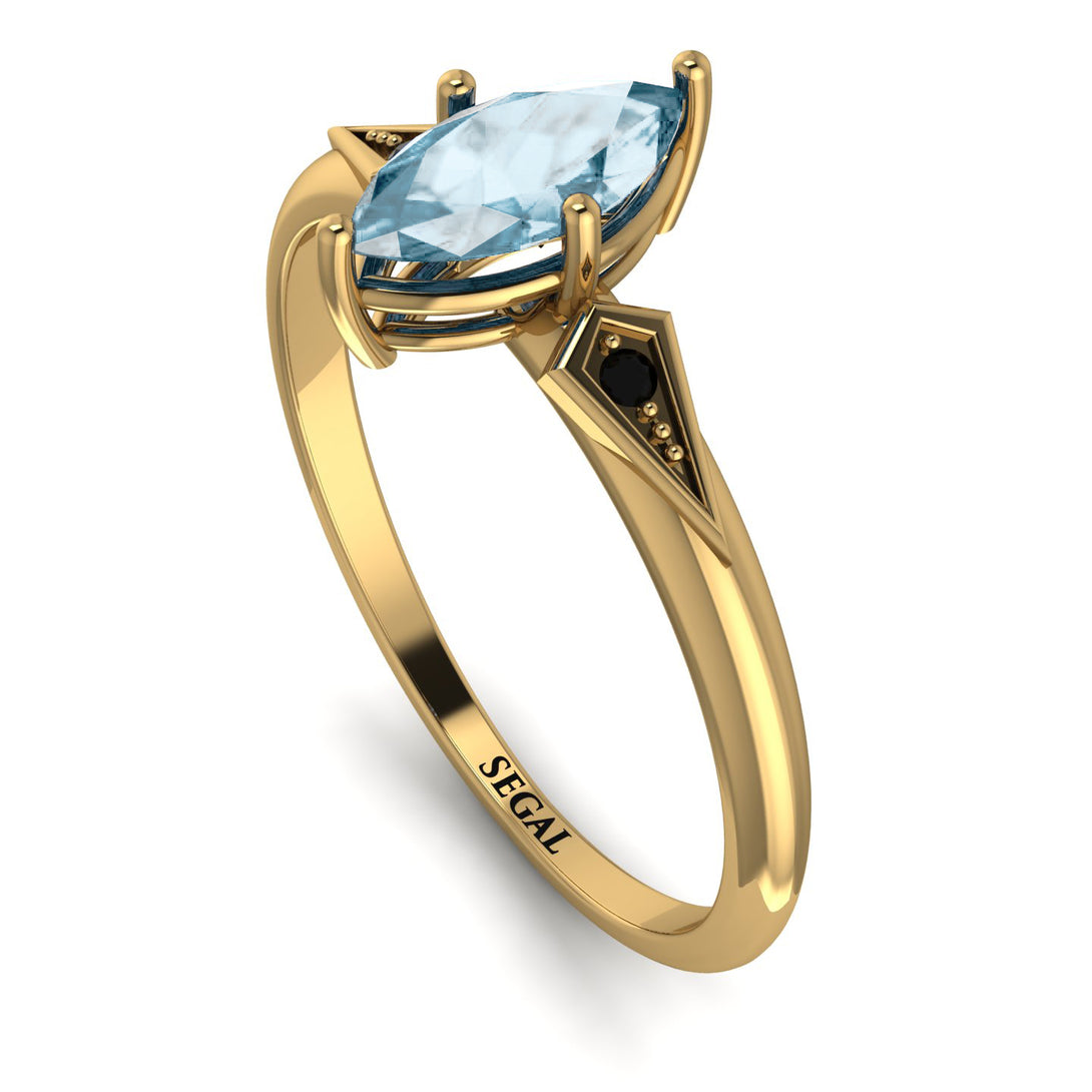 Marquise Aquamarine Geometrical Engagement Ring - Reese No. 407