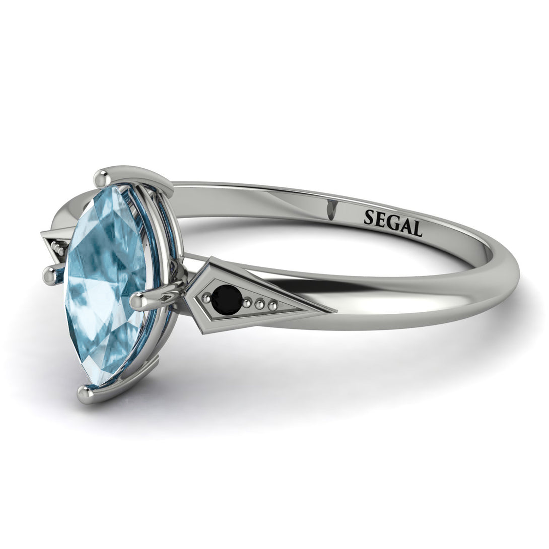 Marquise Aquamarine Geometrical Engagement Ring - Reese No. 409