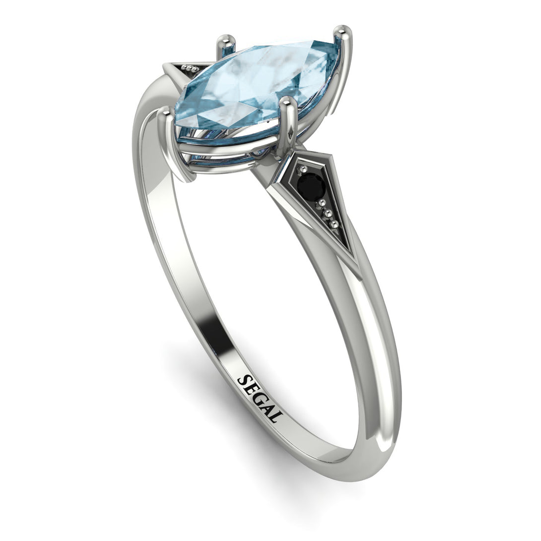 Marquise Aquamarine Geometrical Engagement Ring - Reese No. 409