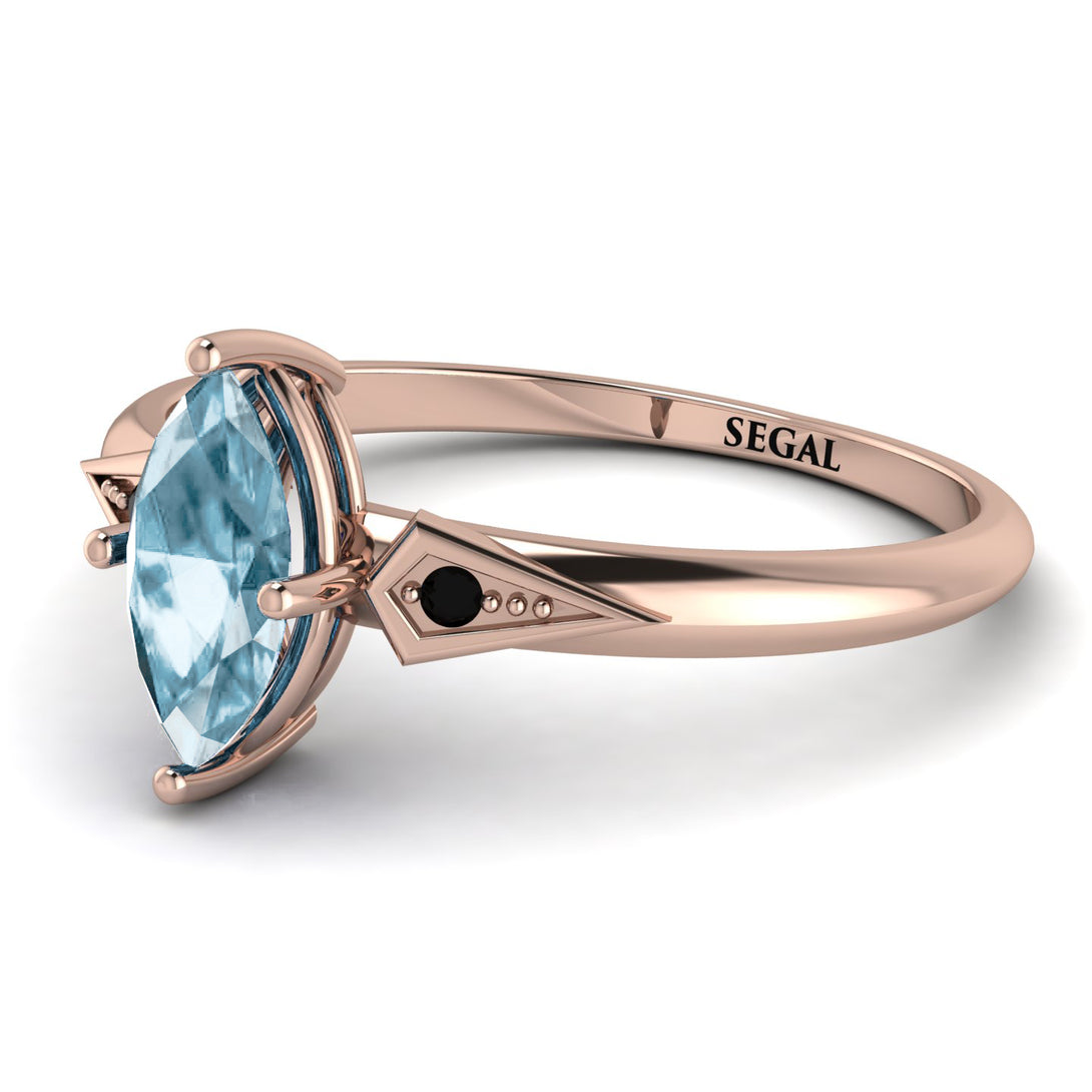 Marquise Aquamarine Geometrical Engagement Ring - Reese No. 408