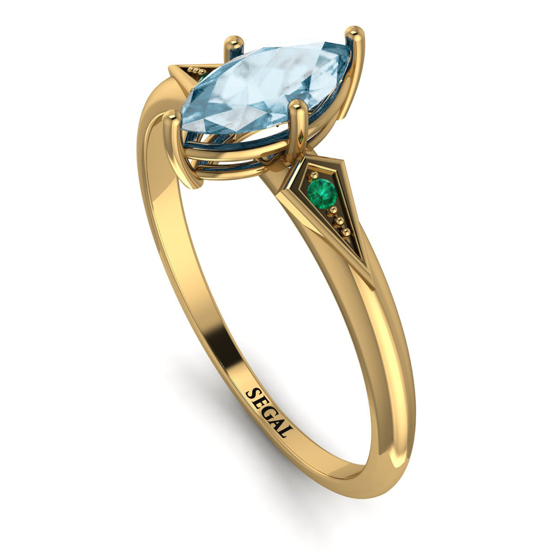 Marquise Aquamarine Geometrical Engagement Ring - Reese No. 404