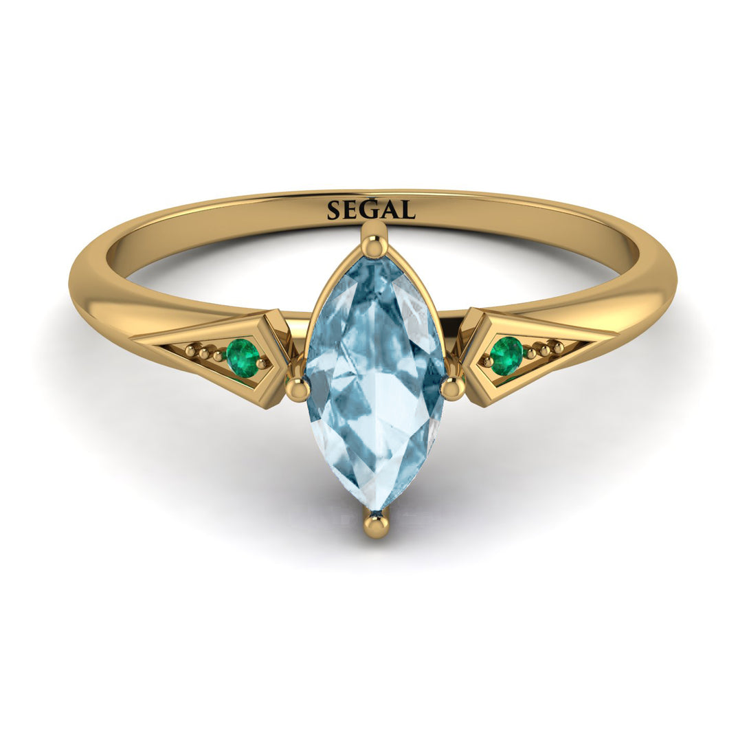 Marquise Aquamarine Geometrical Engagement Ring - Reese No. 404