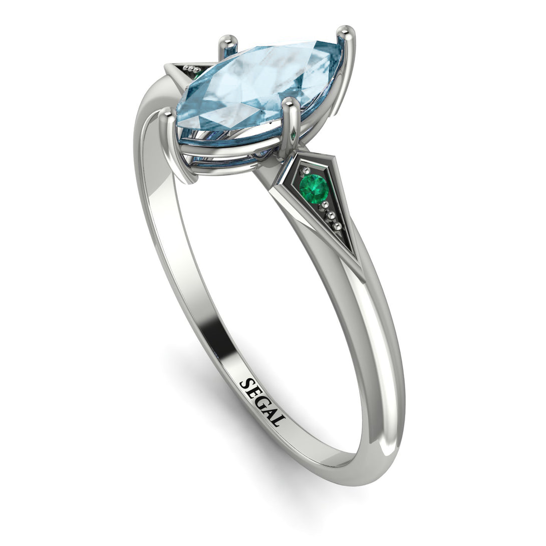 Marquise Aquamarine Geometrical Engagement Ring - Reese No. 406
