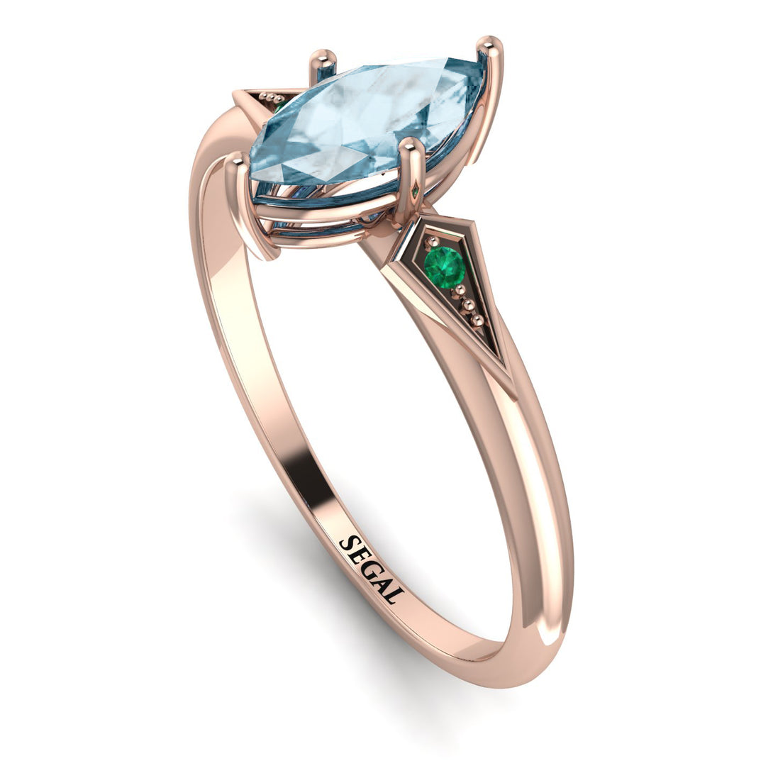 Marquise Aquamarine Geometrical Engagement Ring - Reese No. 405