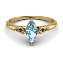 Marquise Aquamarine Geometrical Engagement Ring - Reese No. 413 image 1
