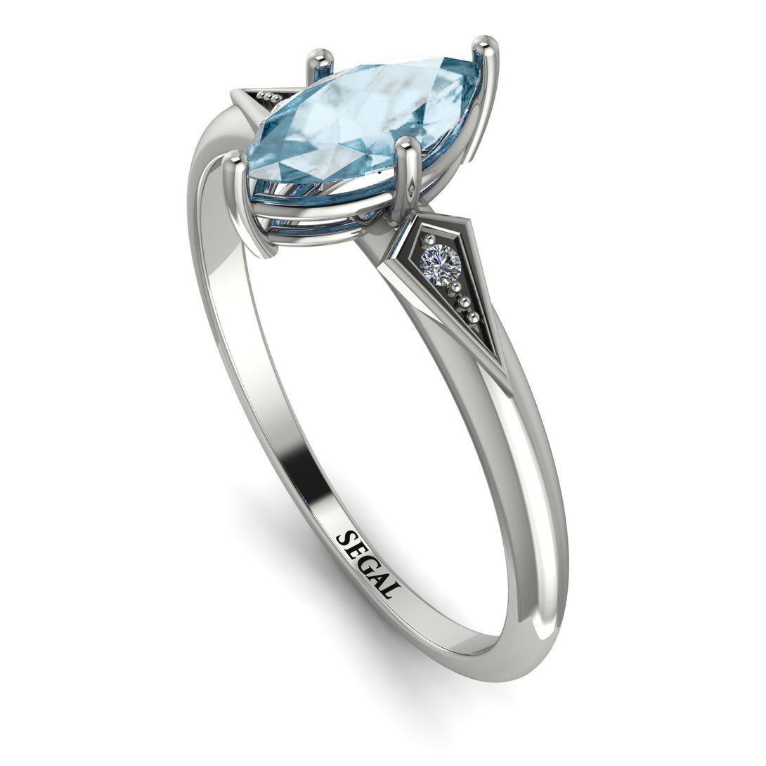 Marquise Aquamarine Geometrical Engagement Ring - Reese No. 403