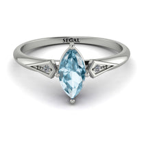 Marquise Aquamarine Geometrical Engagement Ring - Reese No. 403 image 1