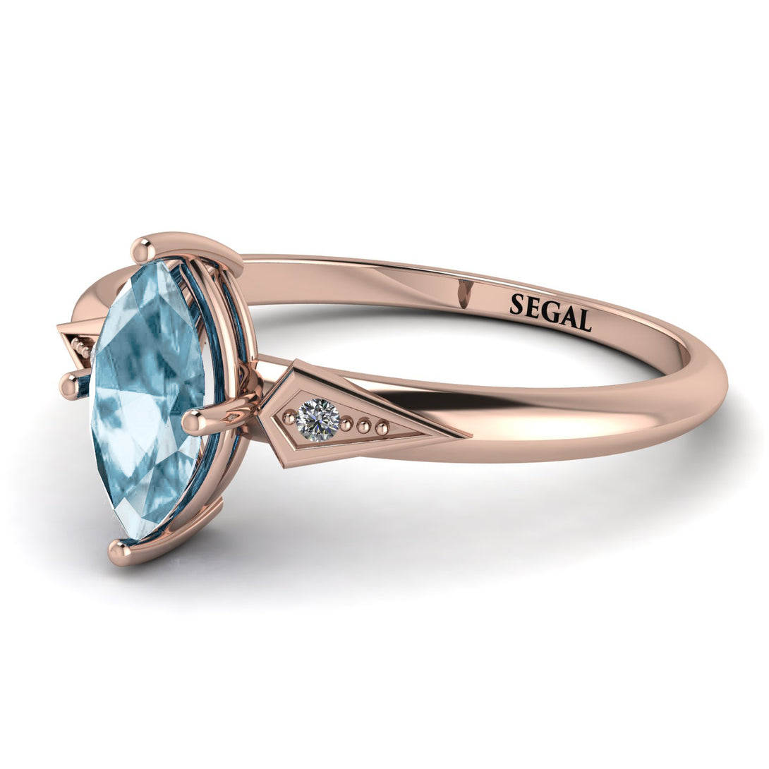 Marquise Aquamarine Geometrical Engagement Ring - Reese No. 402