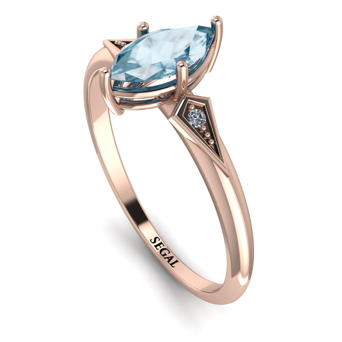 Marquise Aquamarine Geometrical Engagement Ring - Reese No. 402