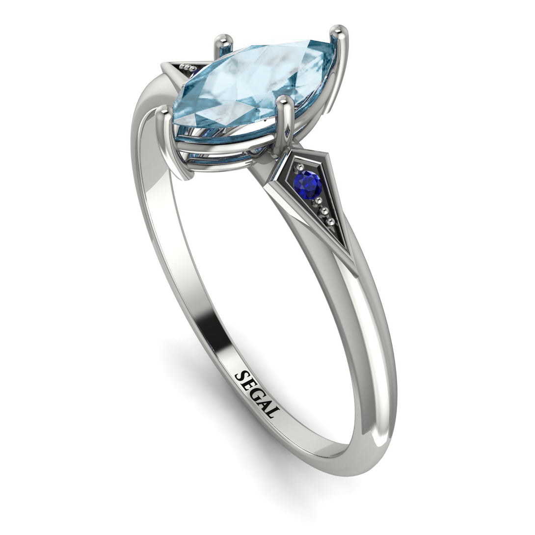 Marquise Aquamarine Geometrical Engagement Ring - Reese No. 415
