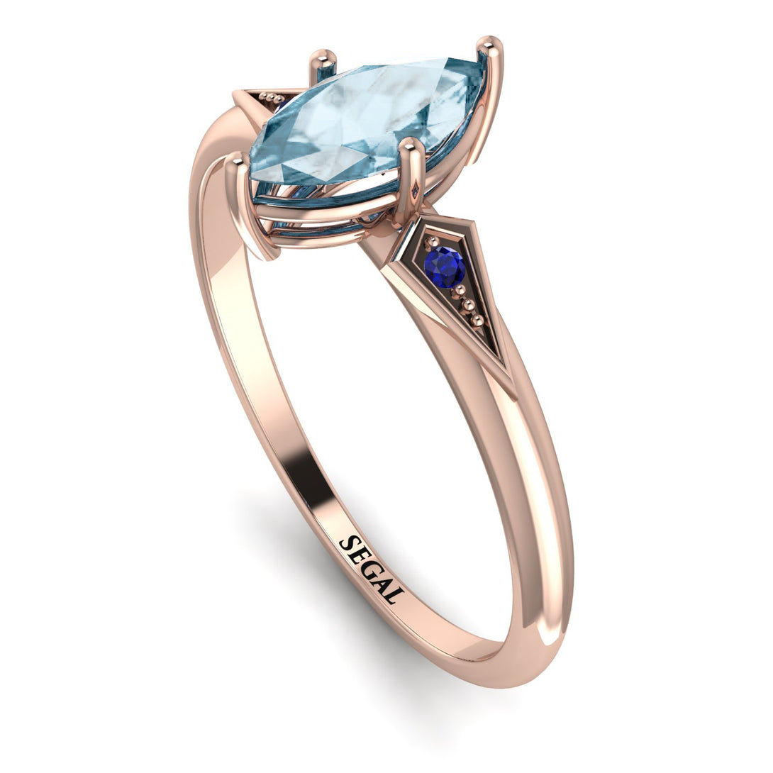 Marquise Aquamarine Geometrical Engagement Ring - Reese No. 414