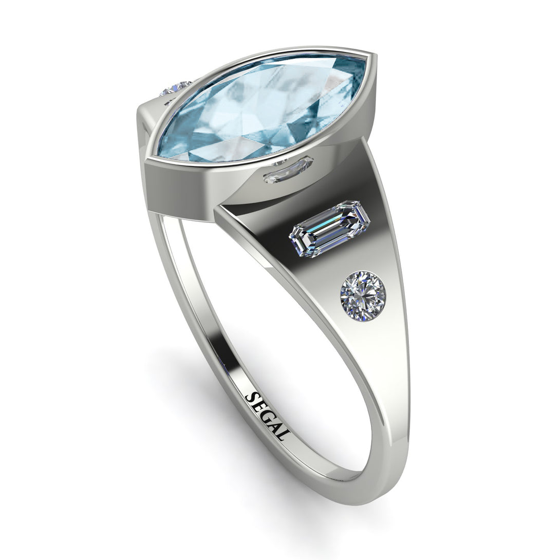Marquise Bezel Aquamarine Ring - Juliana No. 403