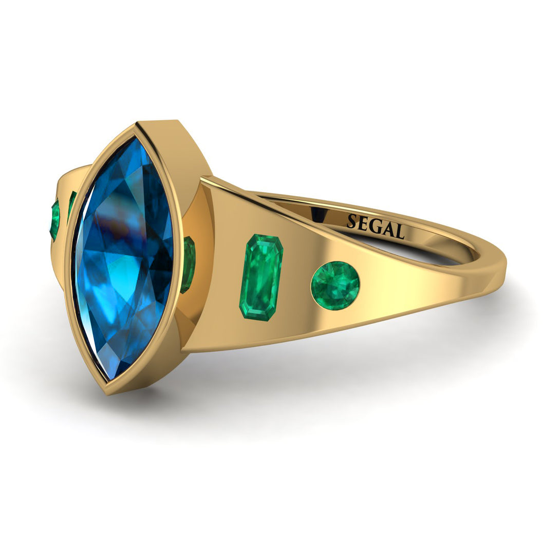 Marquise Bezel Blue Topaz Ring - Juliana No. 504