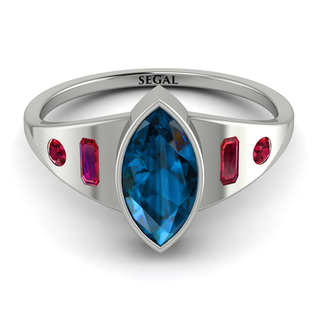 Marquise Bezel Blue Topaz Ring - Juliana No. 512