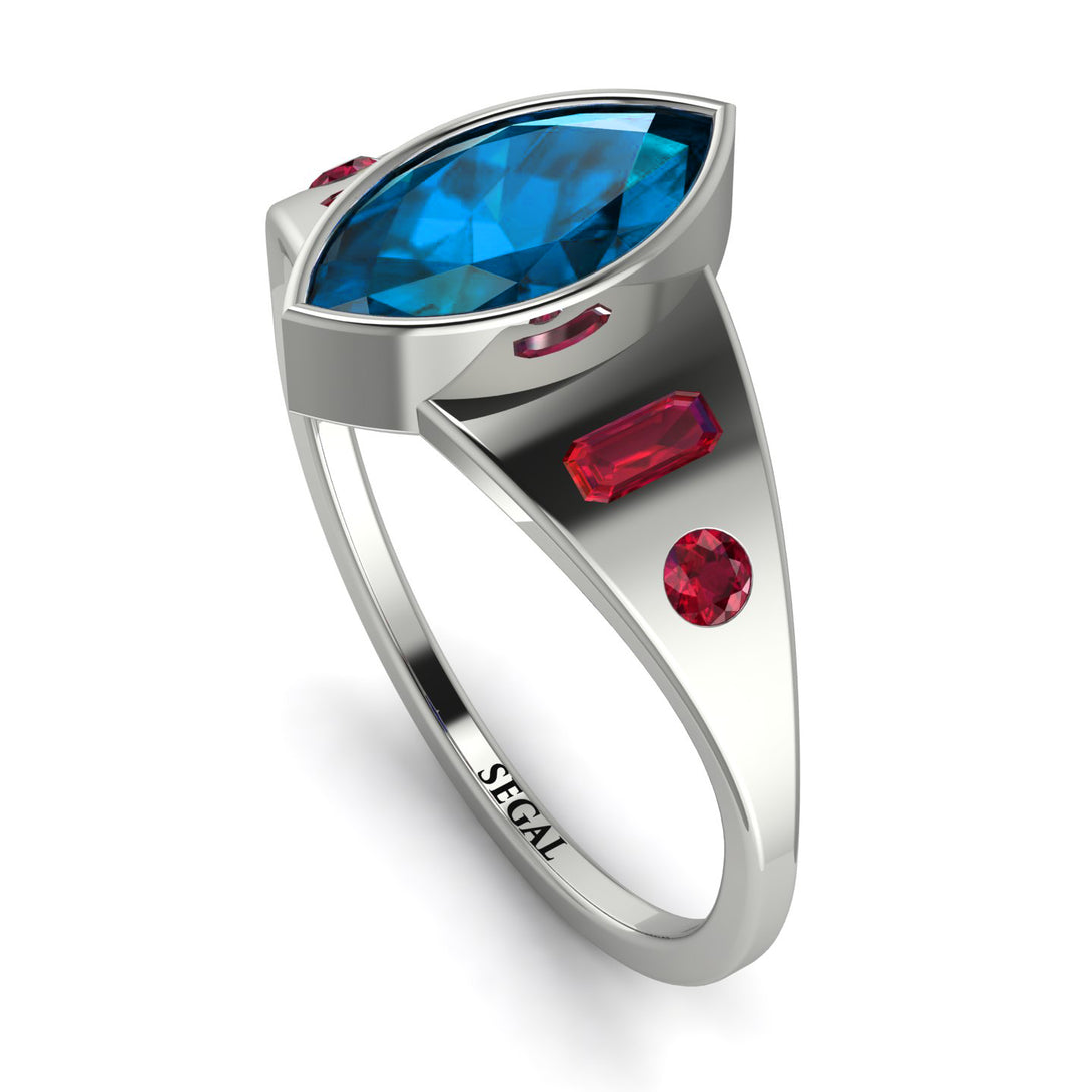 Marquise Bezel Blue Topaz Ring - Juliana No. 512