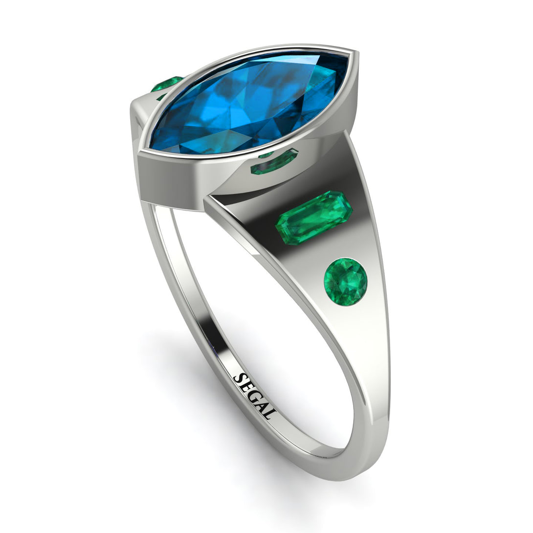 Marquise Bezel Blue Topaz Ring - Juliana No. 506