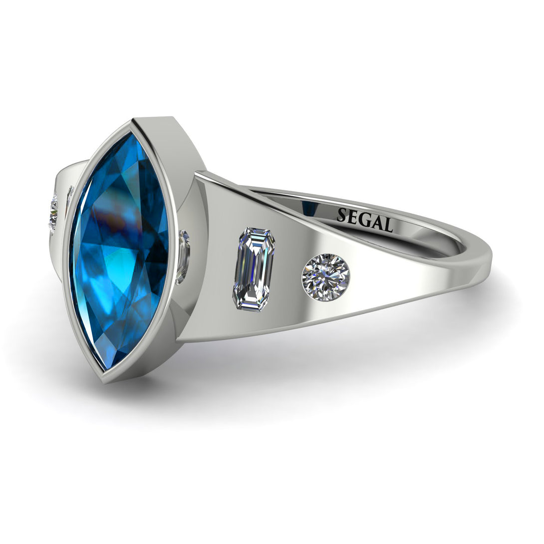 Marquise Bezel Blue Topaz Ring - Juliana No. 503