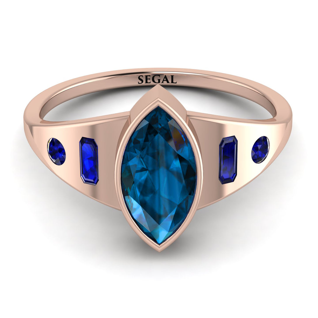 Marquise Bezel Blue Topaz Ring - Juliana No. 514