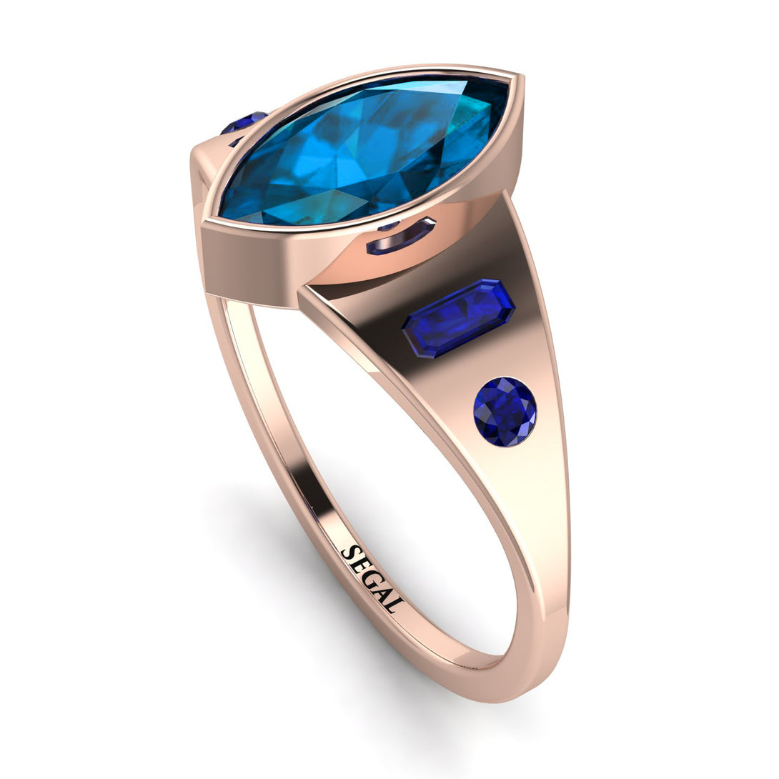 Marquise Bezel Blue Topaz Ring - Juliana No. 514