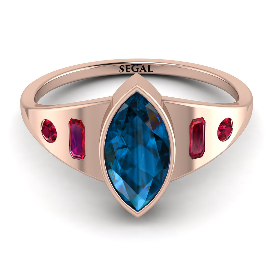 Marquise Bezel Blue Topaz Ring - Juliana No. 511