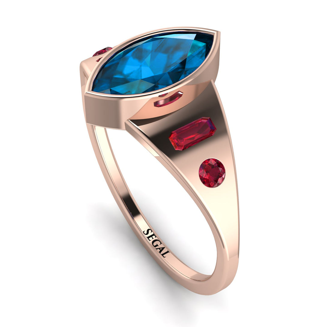 Marquise Bezel Blue Topaz Ring - Juliana No. 511