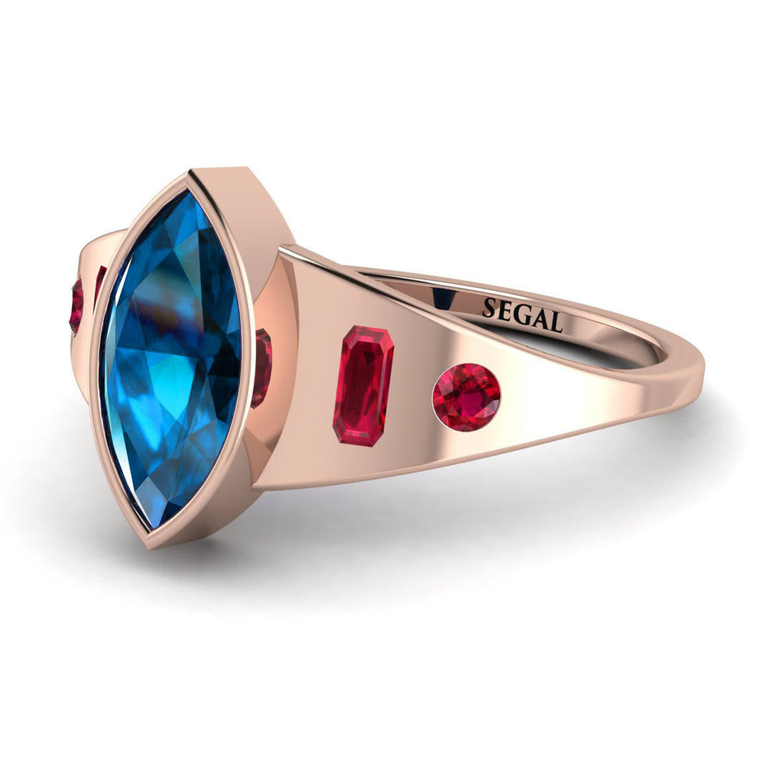 Marquise Bezel Blue Topaz Ring - Juliana No. 511