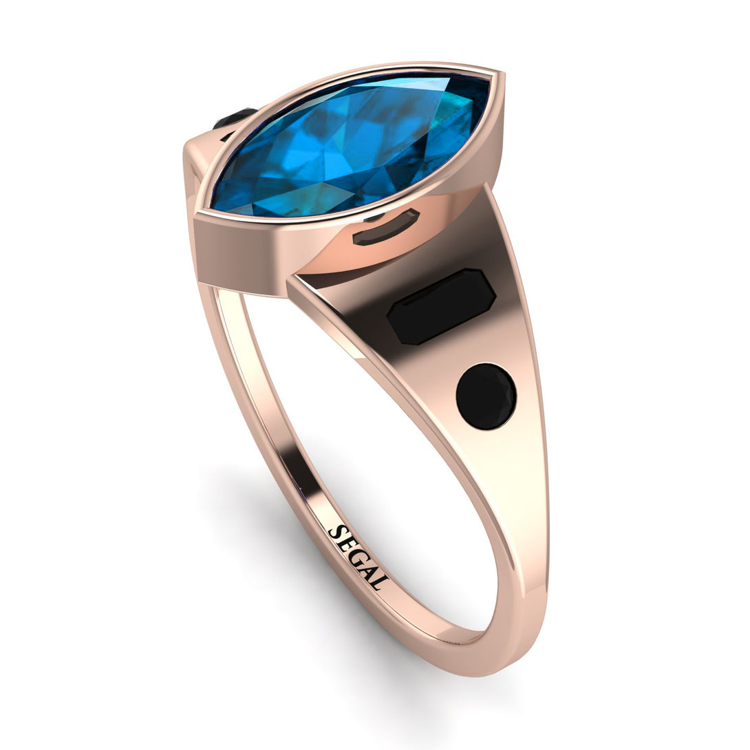 Marquise Bezel Blue Topaz Ring - Juliana No. 508