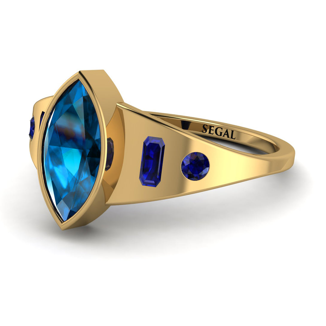 Marquise Bezel Blue Topaz Ring - Juliana No. 513