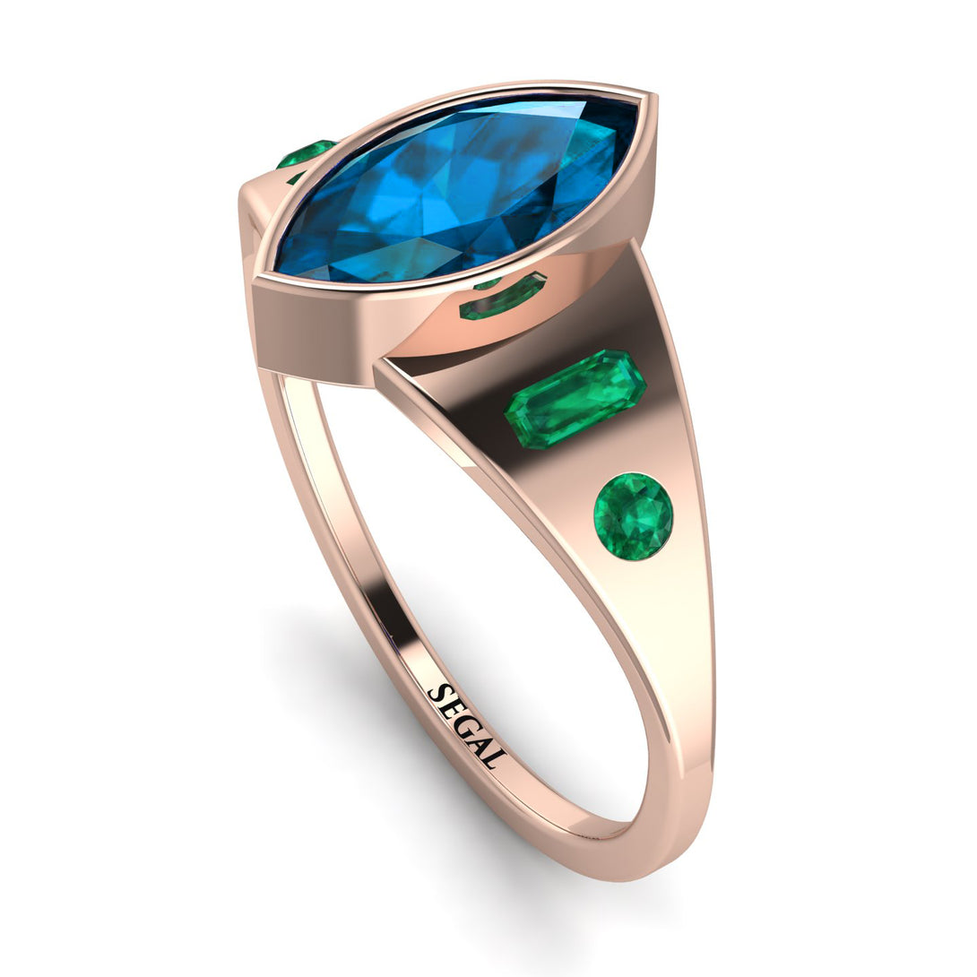 Marquise Bezel Blue Topaz Ring - Juliana No. 505