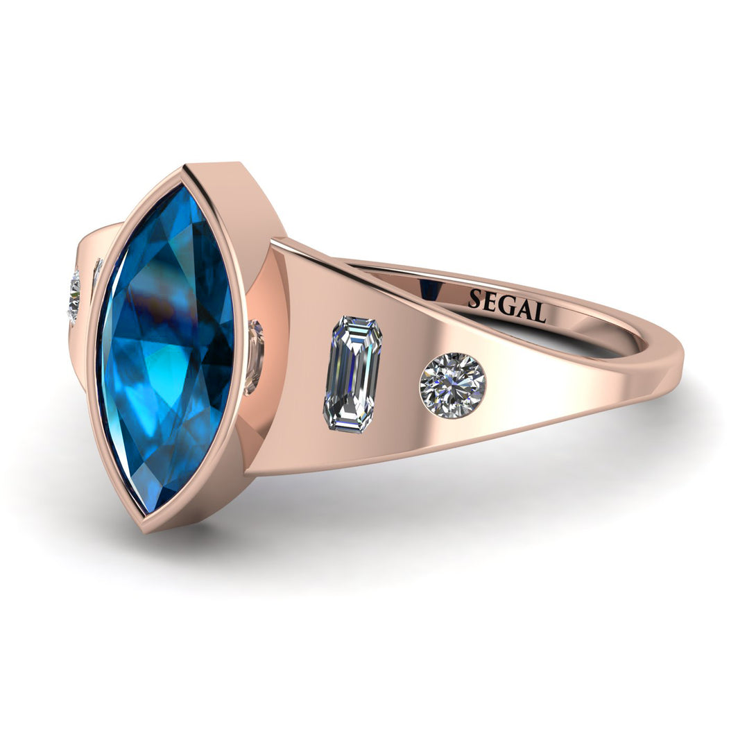 Marquise Bezel Blue Topaz Ring - Juliana No. 502