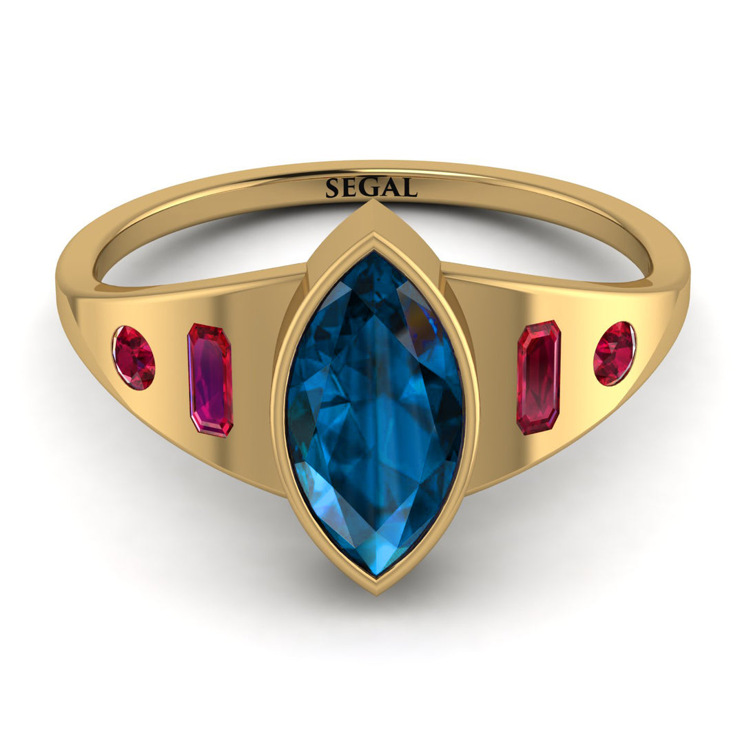 Marquise Bezel Blue Topaz Ring - Juliana No. 510