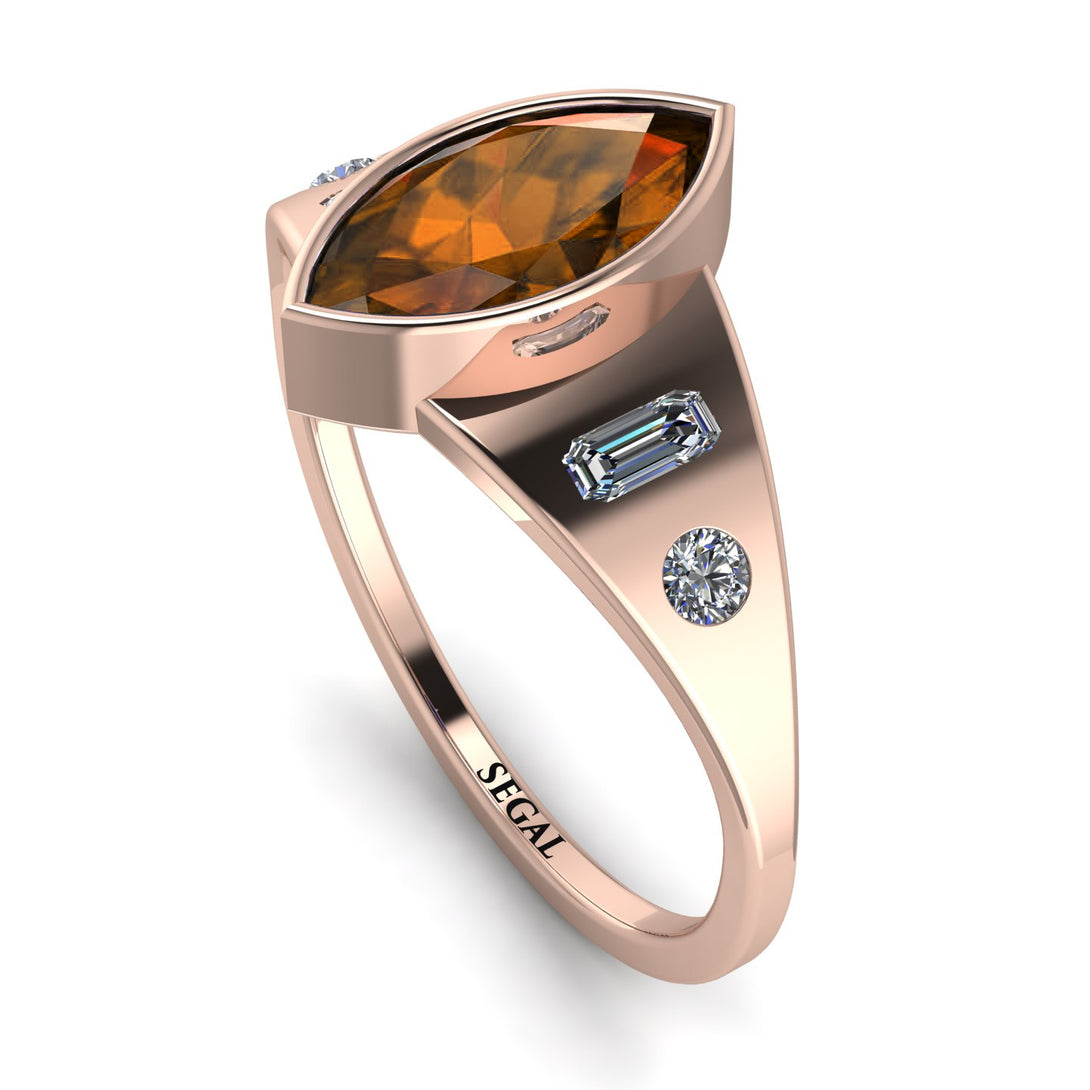 Marquise Bezel Brown Diamond Ring - Juliana No. 1102