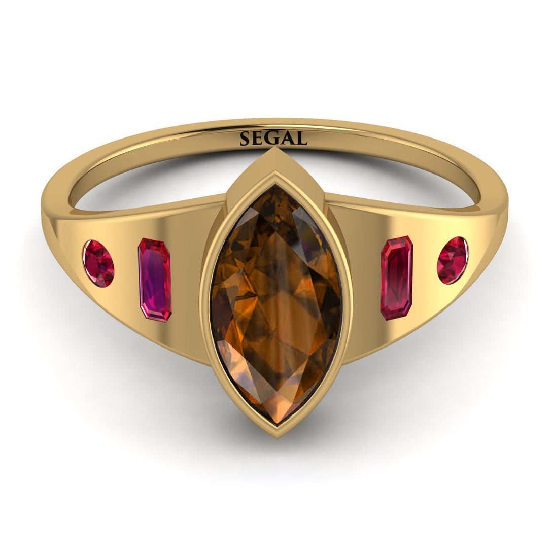 Marquise Bezel Brown Diamond Ring - Juliana No. 1110