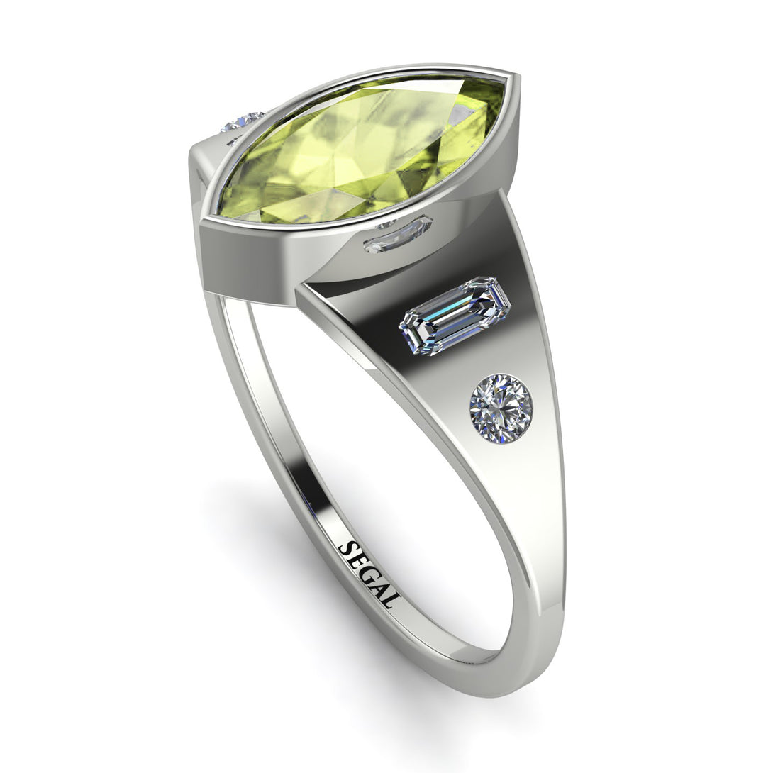 Marquise Bezel Peridot Ring - Juliana No. 703