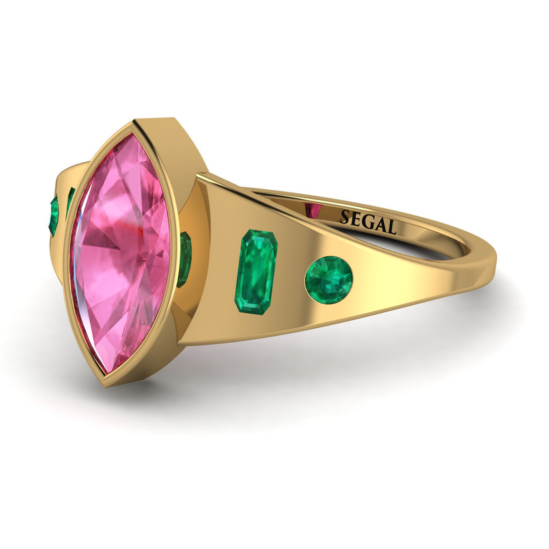 Marquise Bezel Pink Moissanite Ring - Juliana No. 804