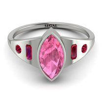 Marquise Bezel Pink Moissanite Ring - Juliana No. 812 image 1