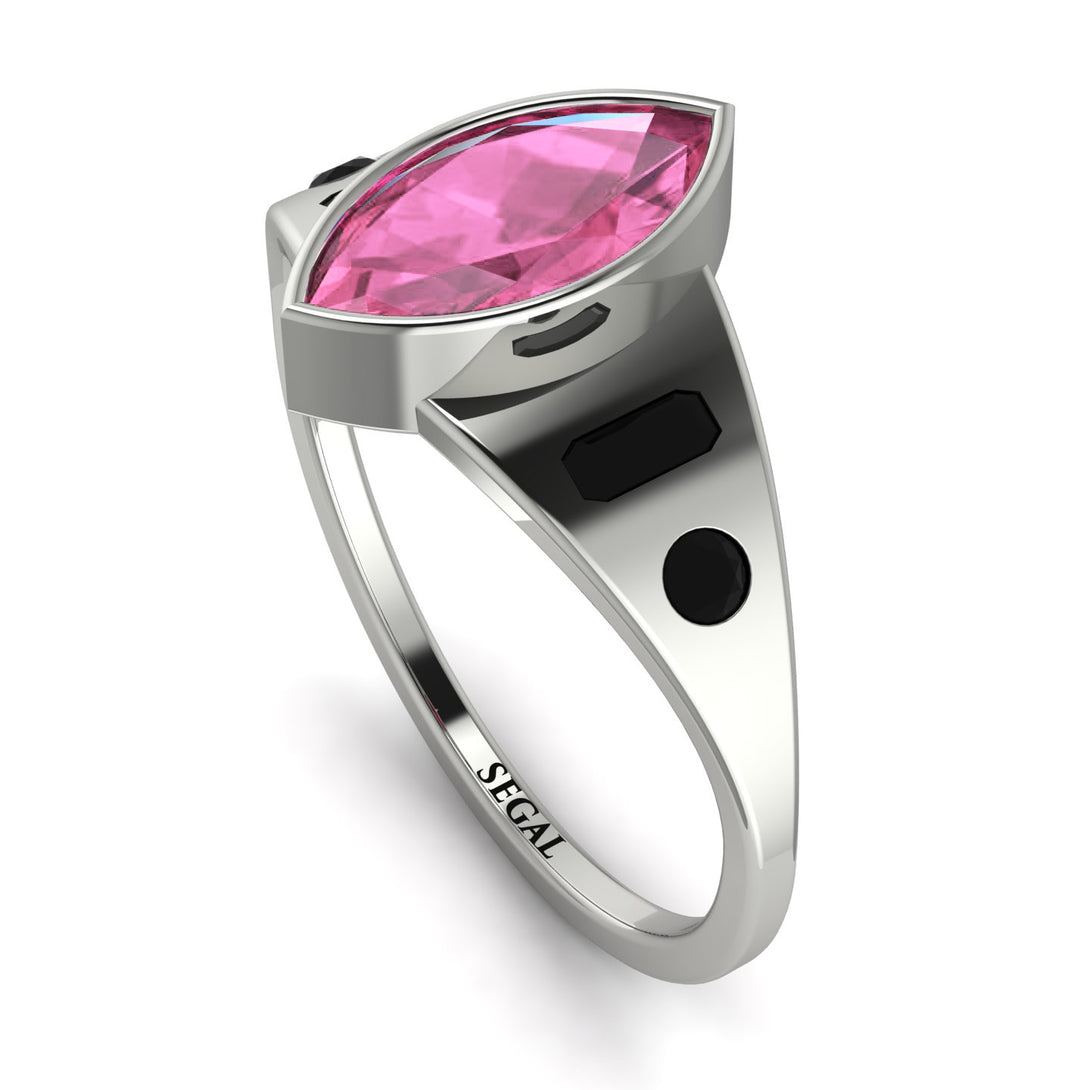 Marquise Bezel Pink Moissanite Ring - Juliana No. 809
