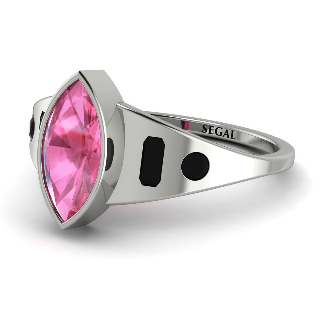 Marquise Bezel Pink Moissanite Ring - Juliana No. 809