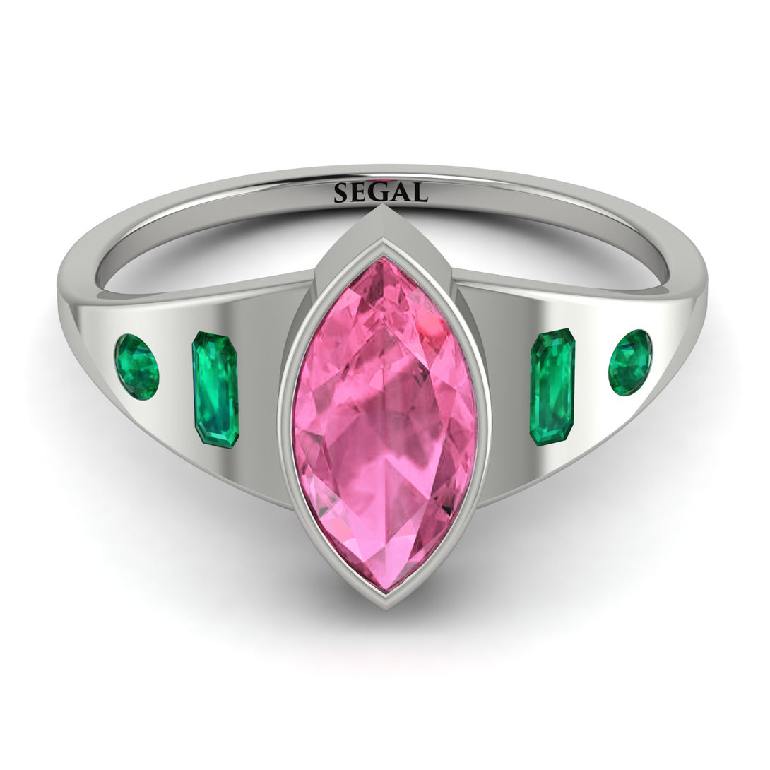 Marquise Bezel Pink Moissanite Ring - Juliana No. 806