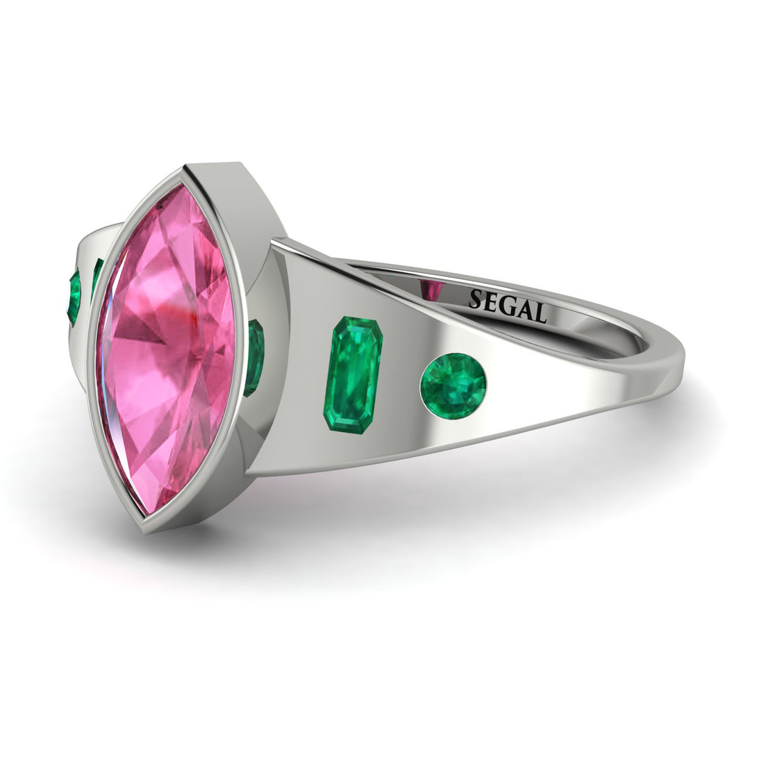 Marquise Bezel Pink Moissanite Ring - Juliana No. 806