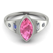 Marquise Bezel Pink Moissanite Ring - Juliana No. 803 image 1