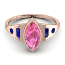 Marquise Bezel Pink Moissanite Ring - Juliana No. 814 image 1